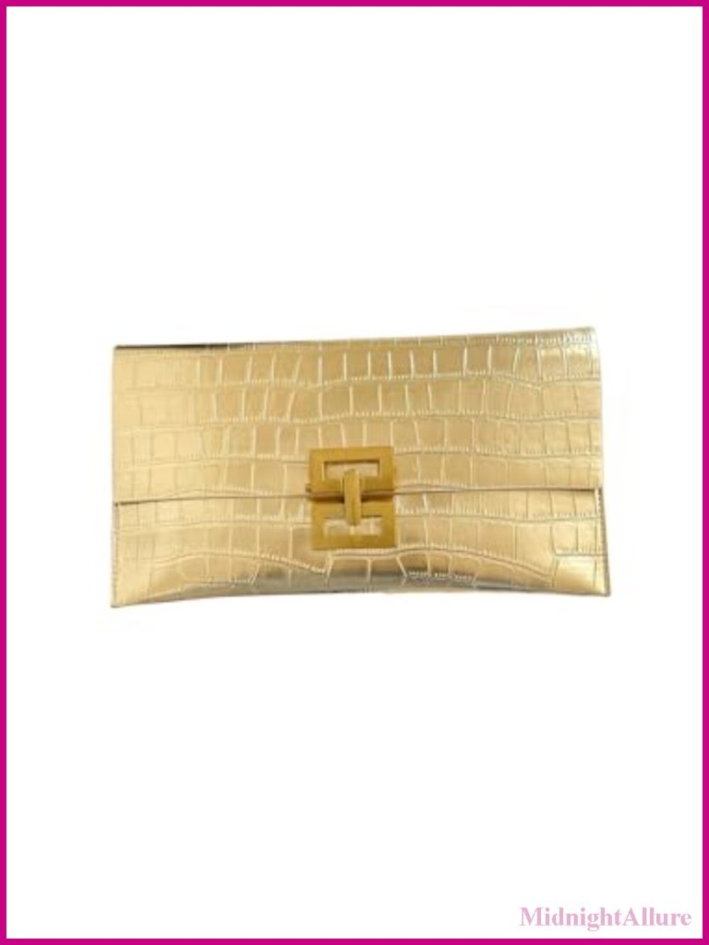 Metallic Envelope Clutch Evening Bag Faux Leather Snap Closure